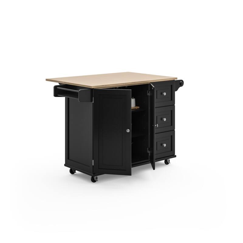 Homestyles Mobile Kitchen Island Cart with Wood Top and Dropleaf Breakfast Bar