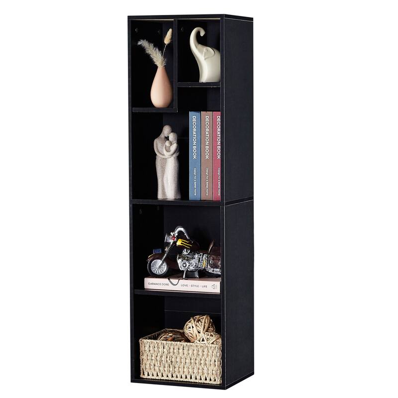 VECELO, (Set of 2) 4-Tier Five Open Cube Wooden Bookcase Organizer, Bookshelf, Book Storage