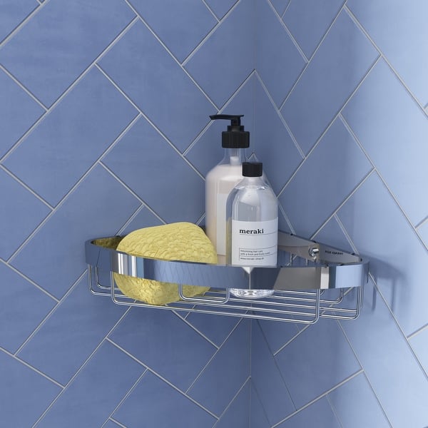 slide 2 of 4, Croydex Aluminum Single Tier Chunky Corner Shower Caddy in Chrome