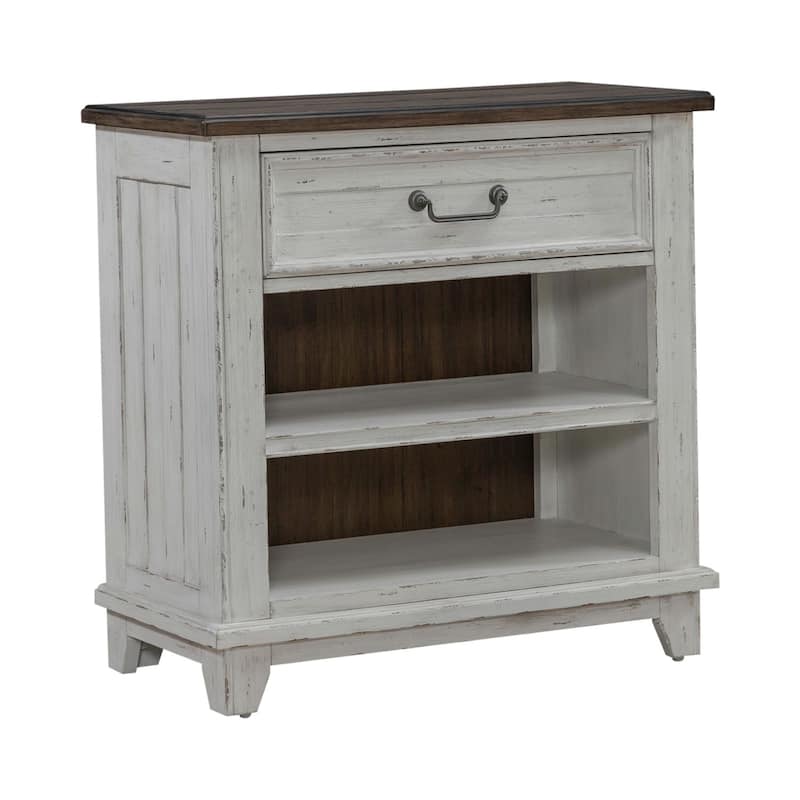 River Place Riverstone White & Tobacco Nightstand with Charging Station