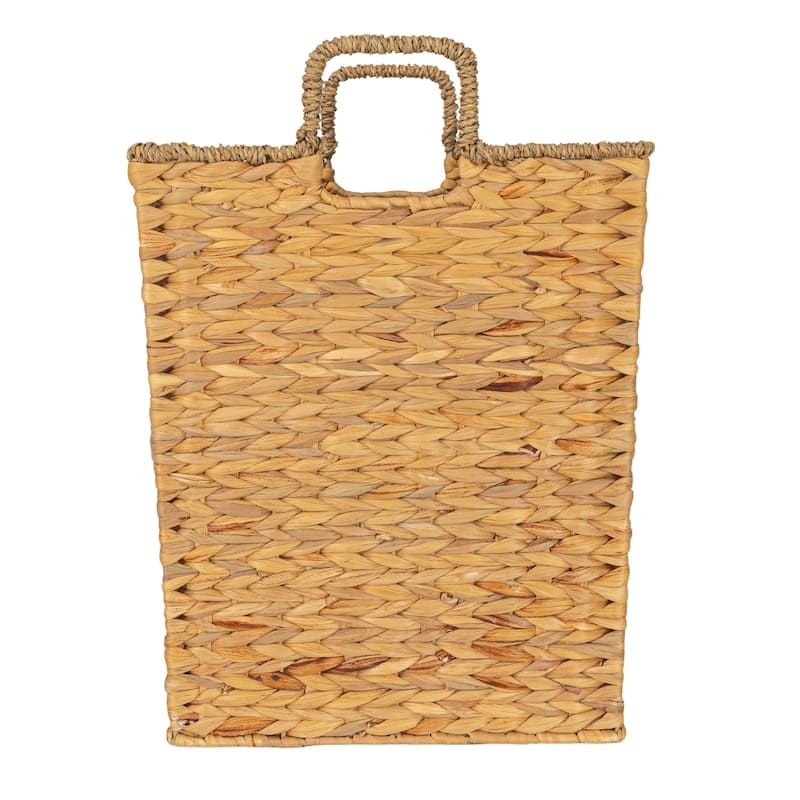 Household Essentials Handwoven Water Hyacinth and Seagrass Basket with Handles - 13.8"L x 13.8"W x 16.1"H