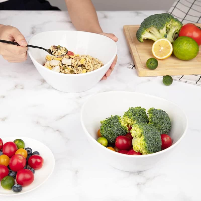 White Bowl Sets for Salad Soup Pasta Popcorn Fruits