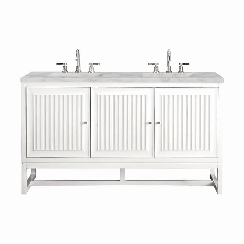 James Martin Vanities E645-V60D-3VSL Athens 60" Double Basin Poplar - Glossy White - Painted