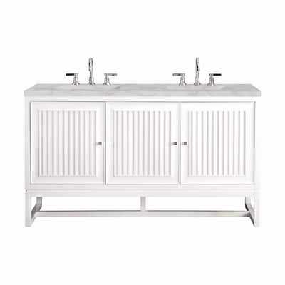James Martin Vanities E645-V60D-3VSL Athens 60" Double Basin Poplar