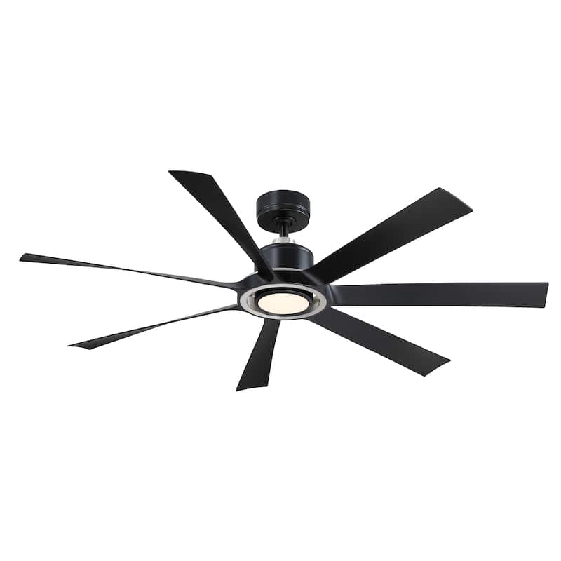 Lenzi 60 inch Indoor/Outdoor Smart Ceiling Fan with LED Light Kit and Remote - 60 Inches - Black - Brushed Nickel Blades