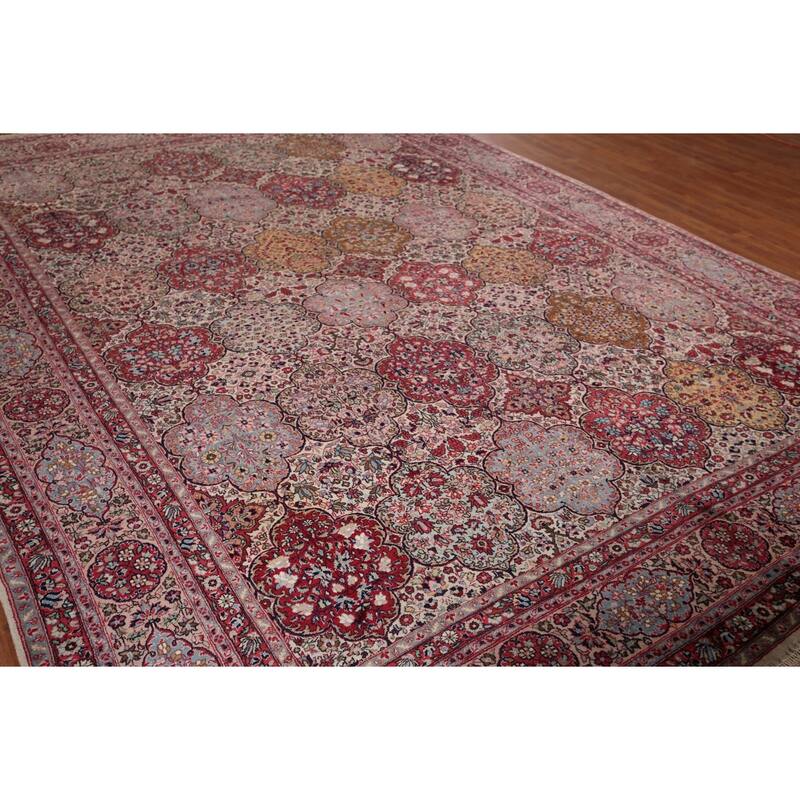 Vegetable Dye Agra Indian Antique Area Rug Hand-Knotted Wool Carpet - 9'1" x 12'2"