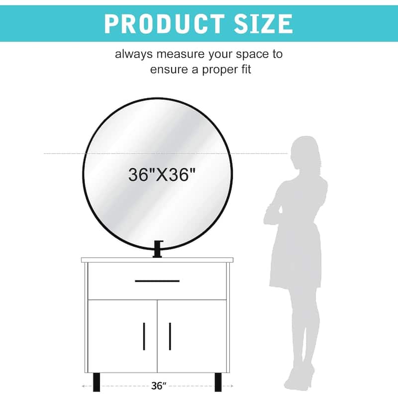 36 Inch Metal Round Bathroom Mirror