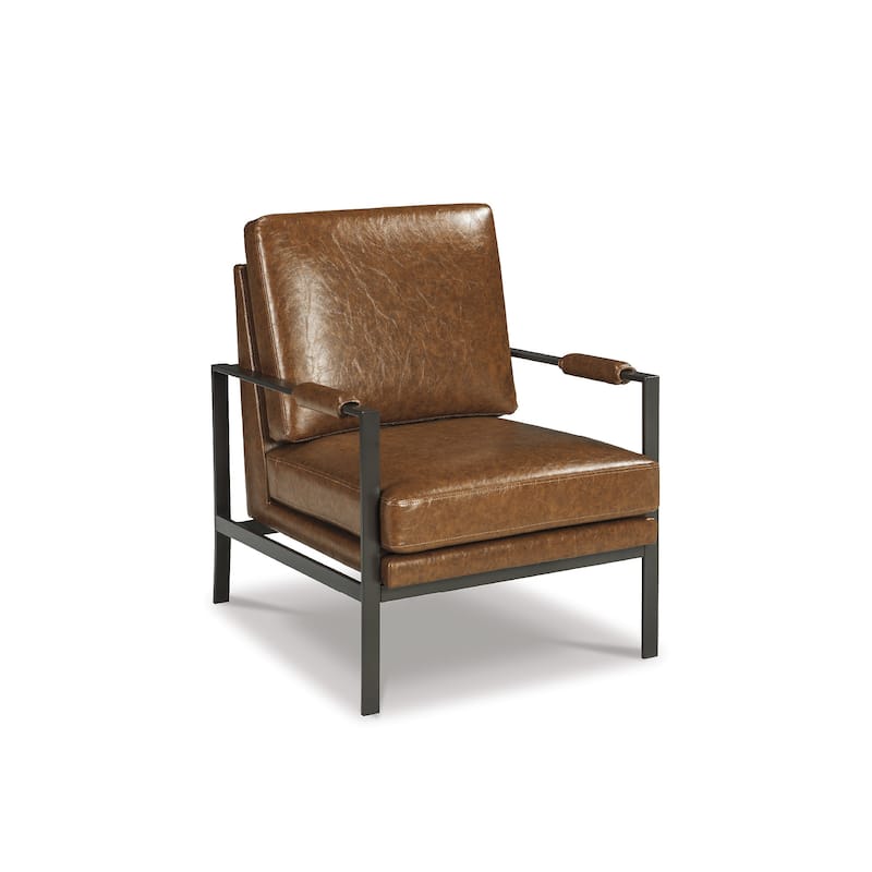 Peacemaker Contemporary Brown Faux Leather Accent Chair