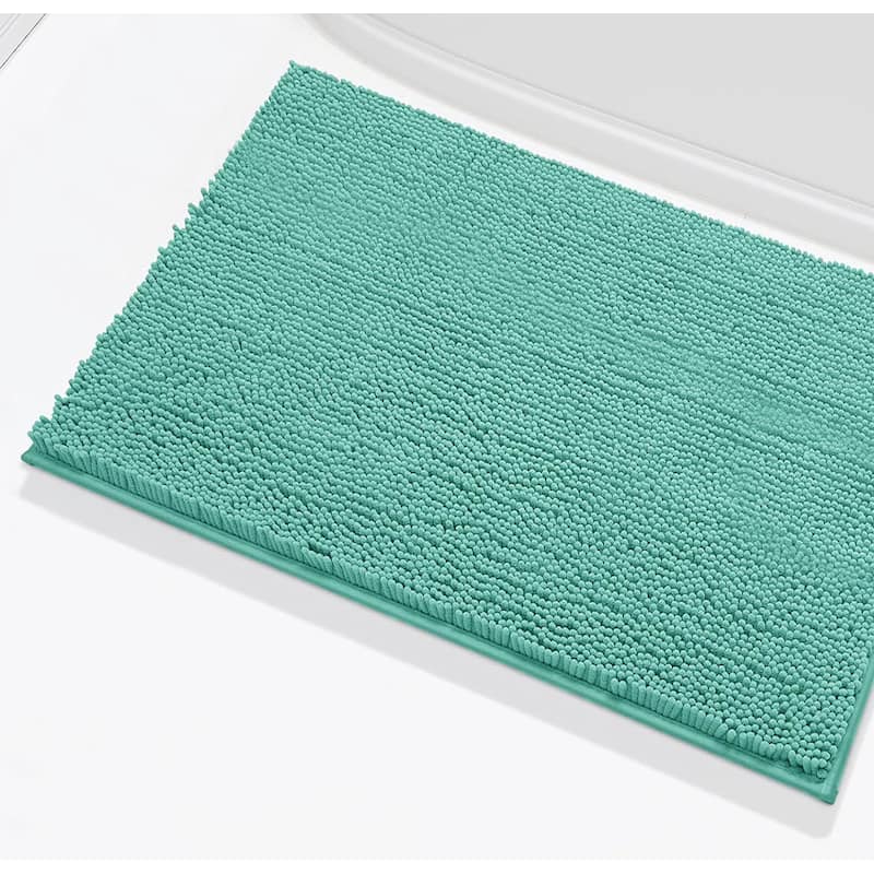 24"x16" - Turquoise Blue Large Soft Cozy Plush Chenille Bath Mat Bathroom Rug