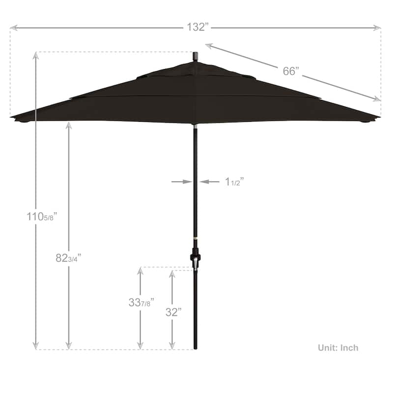 California Umbrella 11' Sun Master Patio Umbrella Bronze Aluminum Pole Fiberglass Ribs Crank Lift Collar Tilt Pacifica Capri