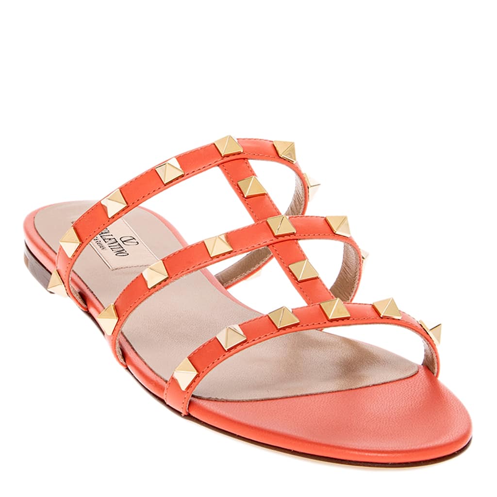 Valentino Rockstud Flat Slide Sandals