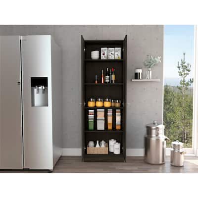 Storage Cabinet Pipestone, Five Shelves, Carbon Espresso / Black Wengue Finish