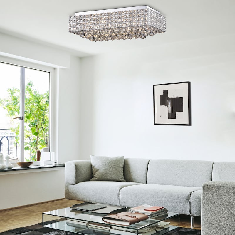 Echion Chrome and Crystal 8-light Flush Mount