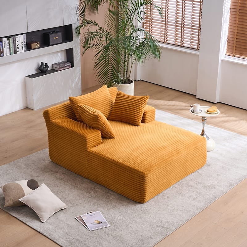 Versatile Oversized Chaise Longue Chair for Relaxing and Sleeping - Orange
