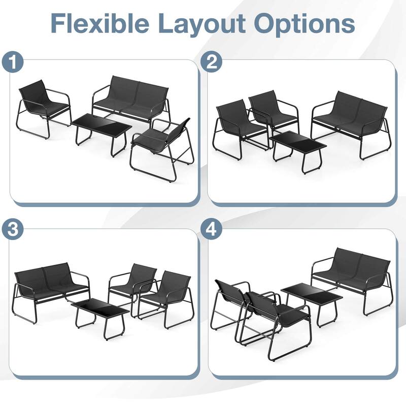 Costway 4 PCS Patio Furniture Set Fabric Lawn Chairs and Loveseat with - See Details