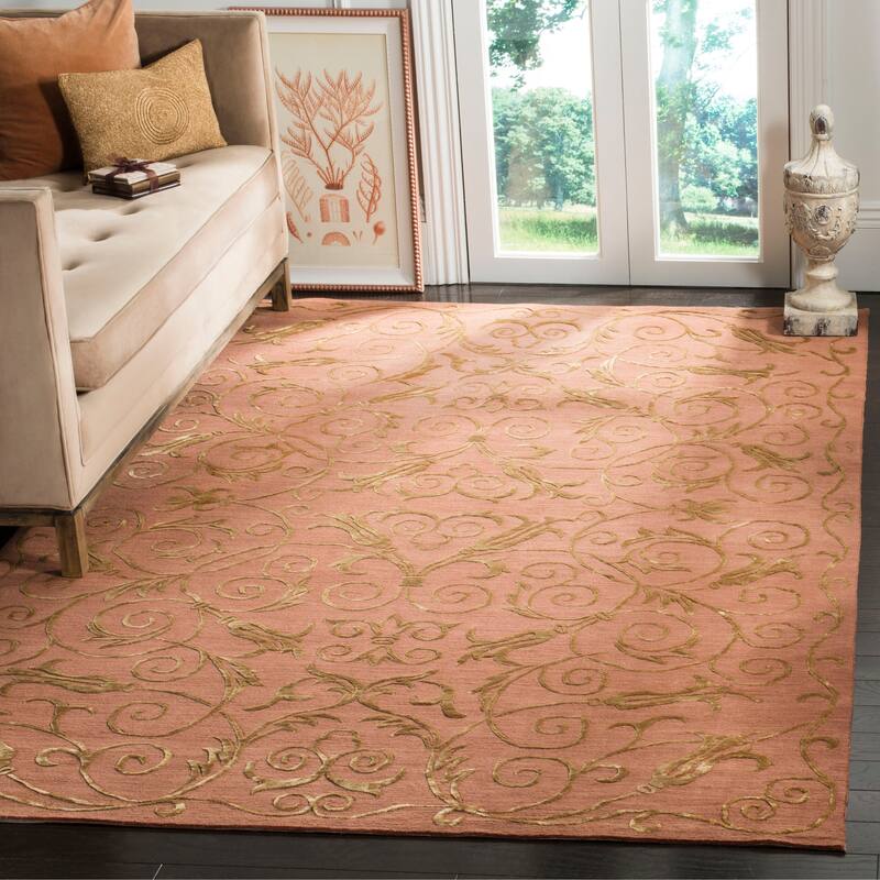 SAFAVIEH Couture Hand-knotted Tibetan Dalgiza Modern Wool Rug - 10' x 14' - Rust