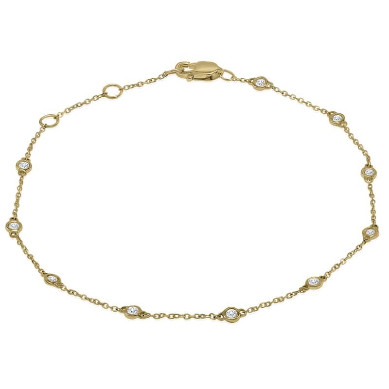 Marquee 1/4 Carat TW Bezel Set Genuine Diamond Station Bracelet in 14K Yellow Gold