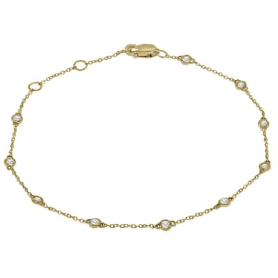 Marquee 1/4 Carat TW Bezel Set Genuine Diamond Station Bracelet in 14K Yellow Gold
