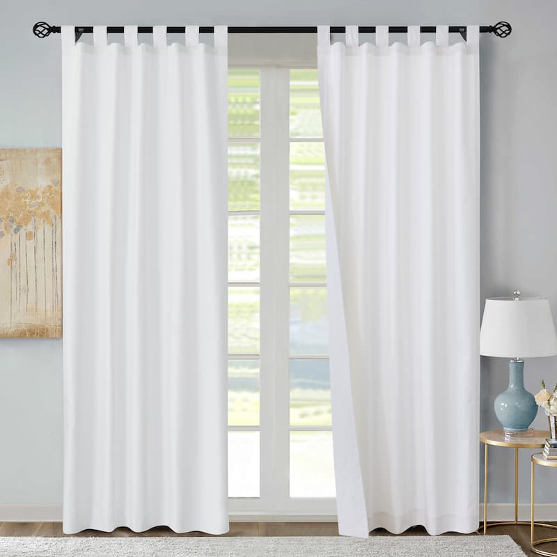 ThermaLogic Weathermate Insulated Cotton Tab Top Curtain Panel - Pair - 40" x 84" - White