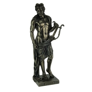 Polyresin Posing Greek God Apollo Holding His Lyre Statue - 9.75 X 3.75 ...