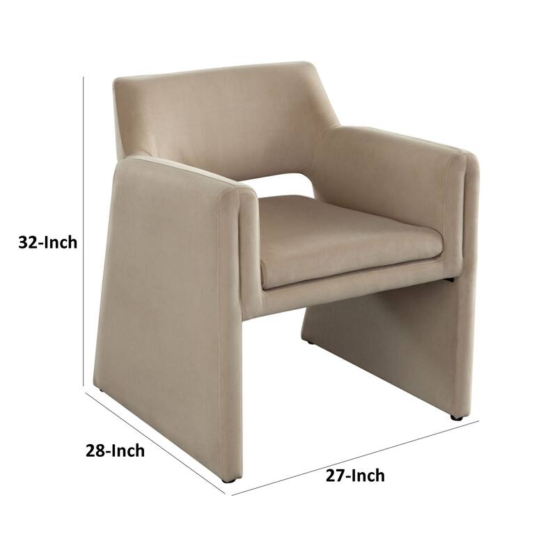 Fena Accent Dining Chair, Light Camel Brown Velvet, Low Back