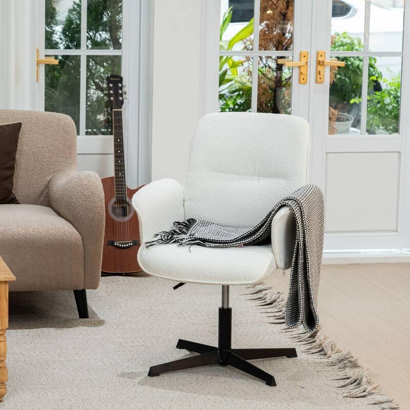 Homylin Boucle Modern Swivel & Adjustable Leisure Chair Adjustable Height Wide Seat Home Office Armchair