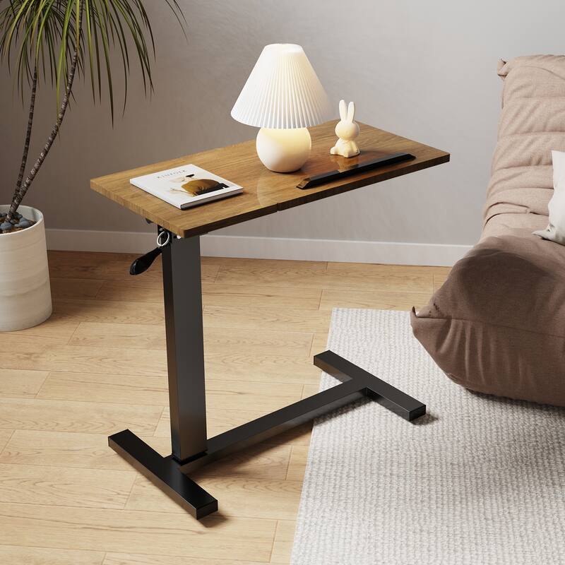 Adjustable Overbed Table Mobile Over Bed Bedside Desk with Hidden Wheels