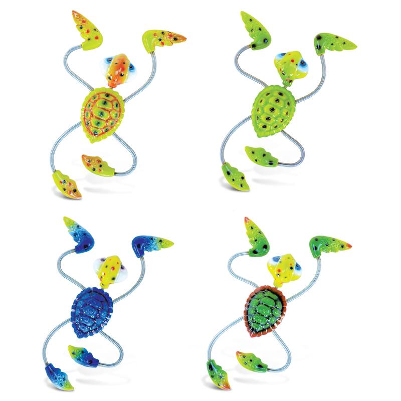 Puzzled Inc. Sea Turtle Refrigerator Springy Magnets (Set of 4) - 5.5″Lx1.5″Wx1″H