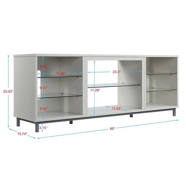 dimension image slide 3 of 5, Manhattan Comfort Brighton 60 In. Wire Management Media Cabinet Console