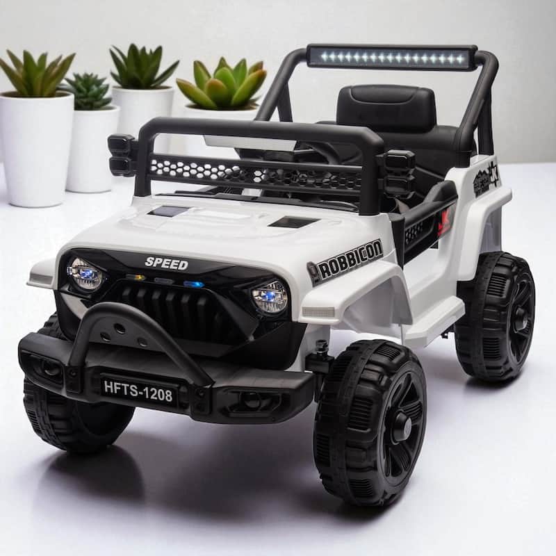 12V Kids Ride-On Electric Truck with Remote Control, 2WD, Four-Wheel Suspension, Bluetooth, MP3, LED Lights, for Ages 1-4 - White
