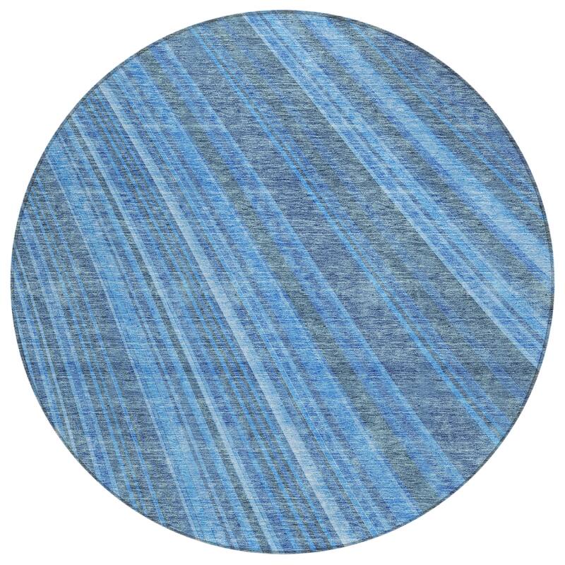 Machine Washable Indoor/ Outdoor Stripe Wave Chantille Rug