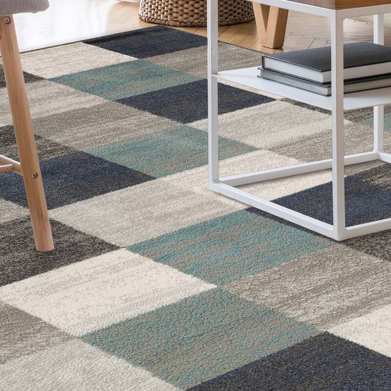 Contemporary Block Tile Indoor Area Rug or Runner by Superior