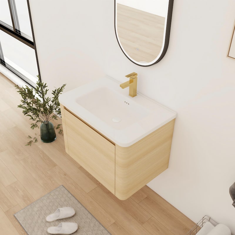 Bathroom Vanity With Sink In 24/28/36/40/60/68 Inch, Floating Bathroom Vanity With Soft Close Door