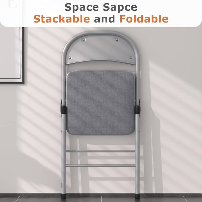 8 Pack Portable Padded Folding Chair, Upholstered Folding Dining Chairs Pack of 8, Metal Event Commercial Chairs