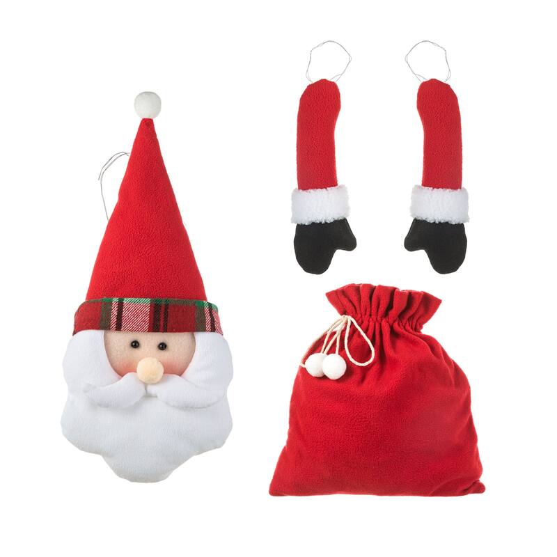 Glitzhome Fabric Santa/Snowman Christmas Tree Hanging Ornaments Set (Buy 1 Get 8 Sets, Without Wreath or Tree) - 20"H