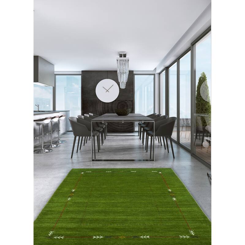 ECARPETGALLERY Hand Loomed Kashkuli Gabbeh Green Wool Rug - 5'0 x 7'10