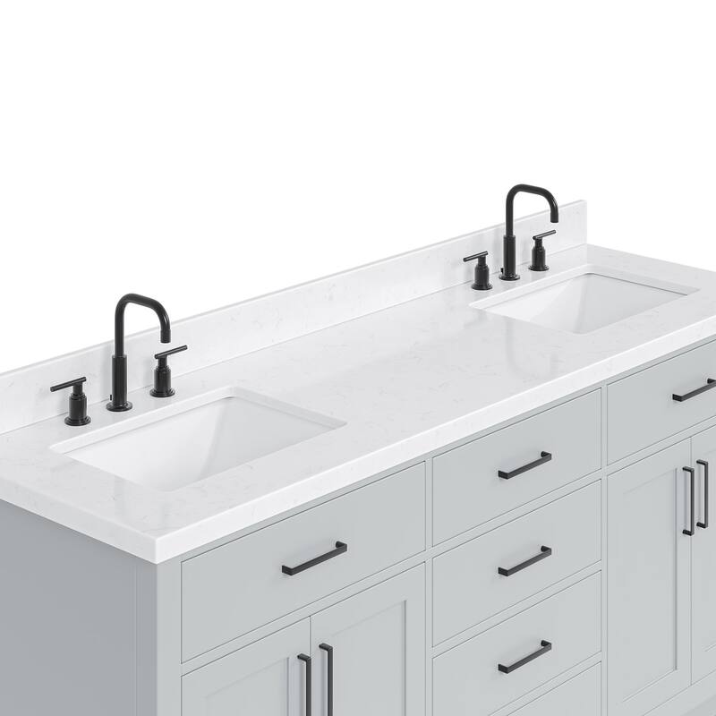 Ariel T072DCQRVO Hepburn 72" Free Standing Double Basin Vanity Set