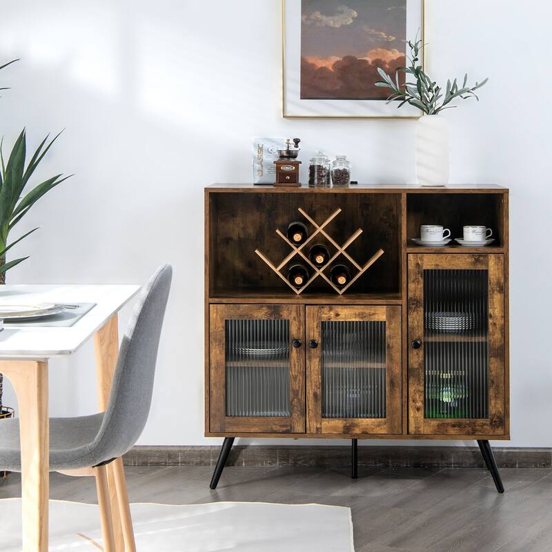 Costway Buffet Sideboard Kitchen Storage Cupboard w/ Glass Door & - See Details