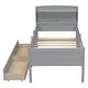 preview thumbnail 5 of 10, Twin Size Wood Platform Bed with Built-in LED Light, Guardrail and 2 Drawers