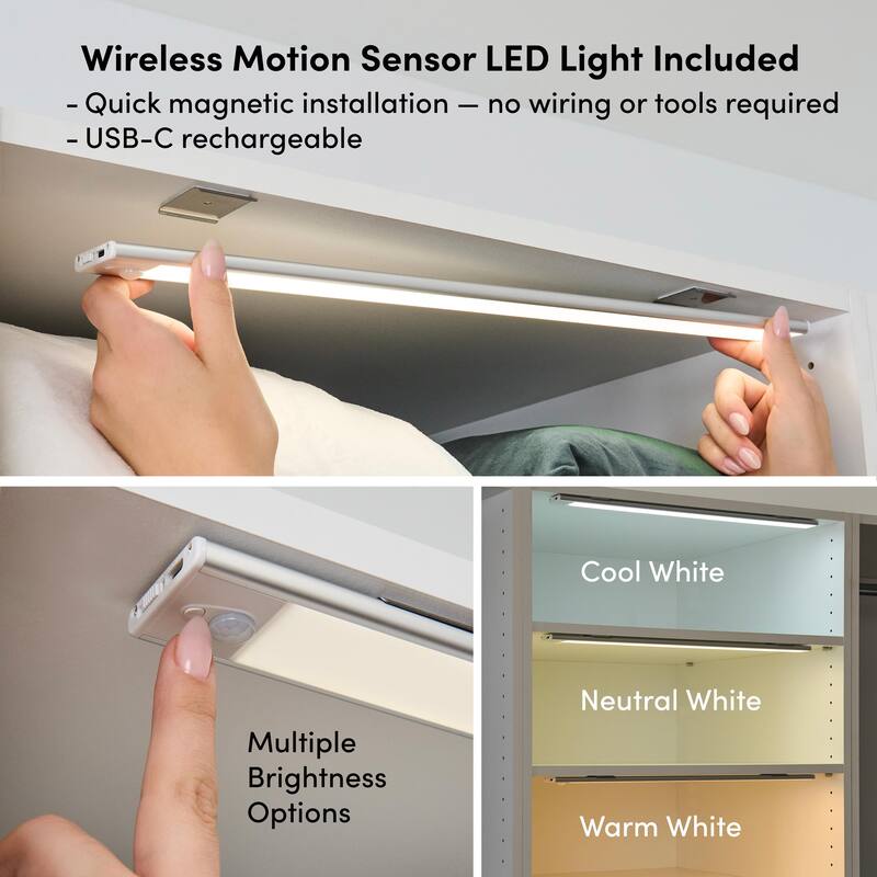 Bestar Florence 25W x 25D Double Hanging Closet System with LED Light