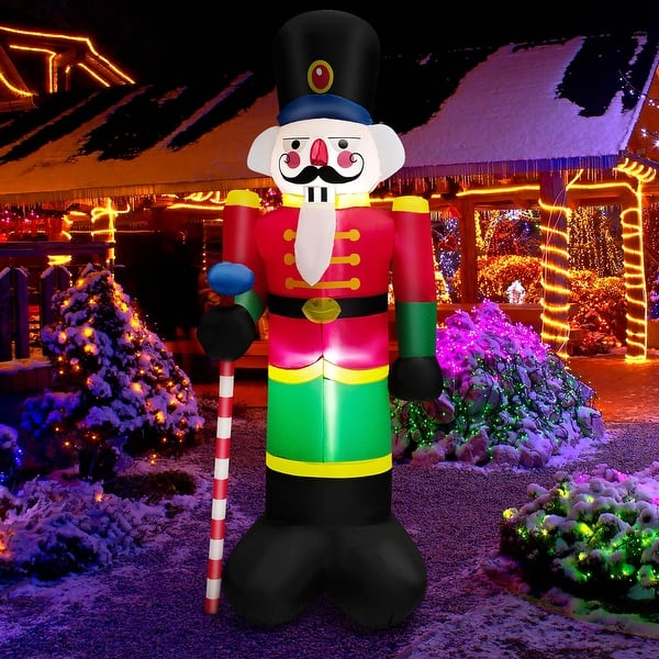 8FT Inflatable Nutcracker Soldier Blow up Xmas House Guard with Lights