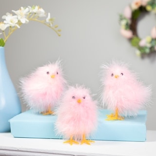 Furry Chicks Easter Figurines - 3.25" - Pink - Set of 3 - Bed Bath & Beyond - 42690646