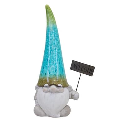 Gnome Christmas Outdoor Garden Statue with Welcome Sign - 24"