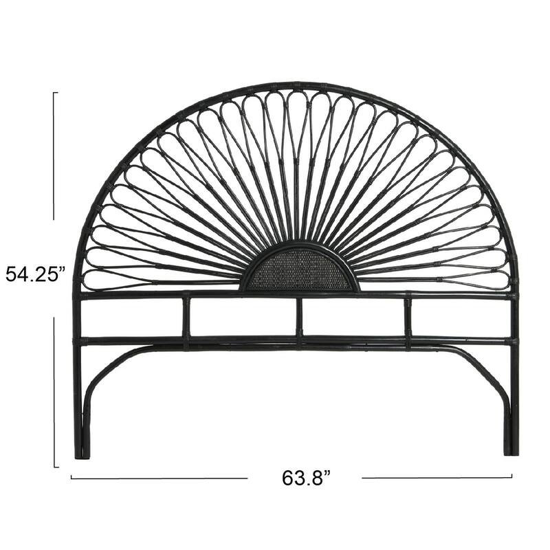 Rattan Headboard with Sunrise Design