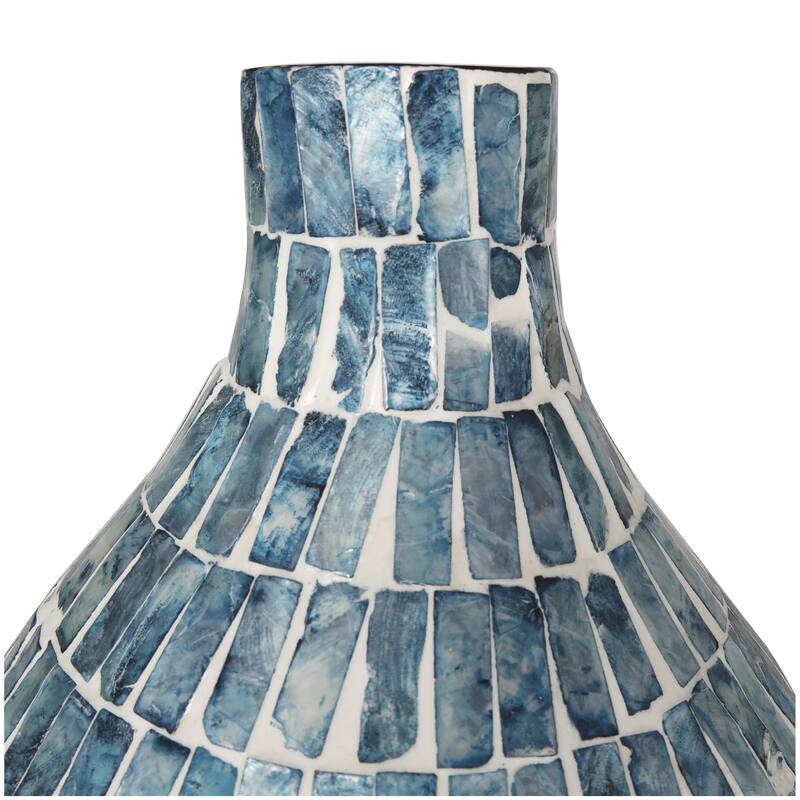 Mother of Pearl Shell Handmade Mosaic Inspired Decorative Vase - Blue - Roche River Decor