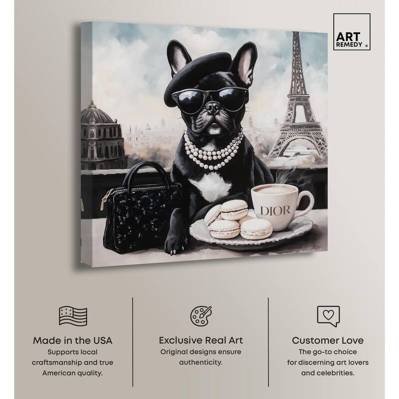 Frenchie in Paris Treats Canvas by Art Remedy, Gallery Wrapped