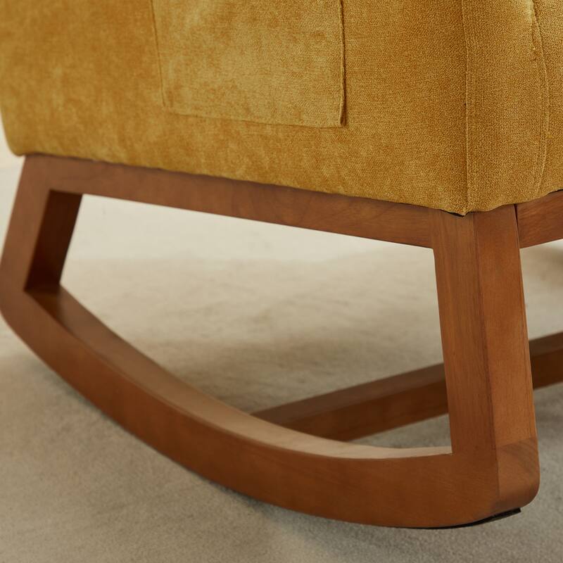 Upholstered Rocking Chair Nursery Chair with High Back and Side Pocket
