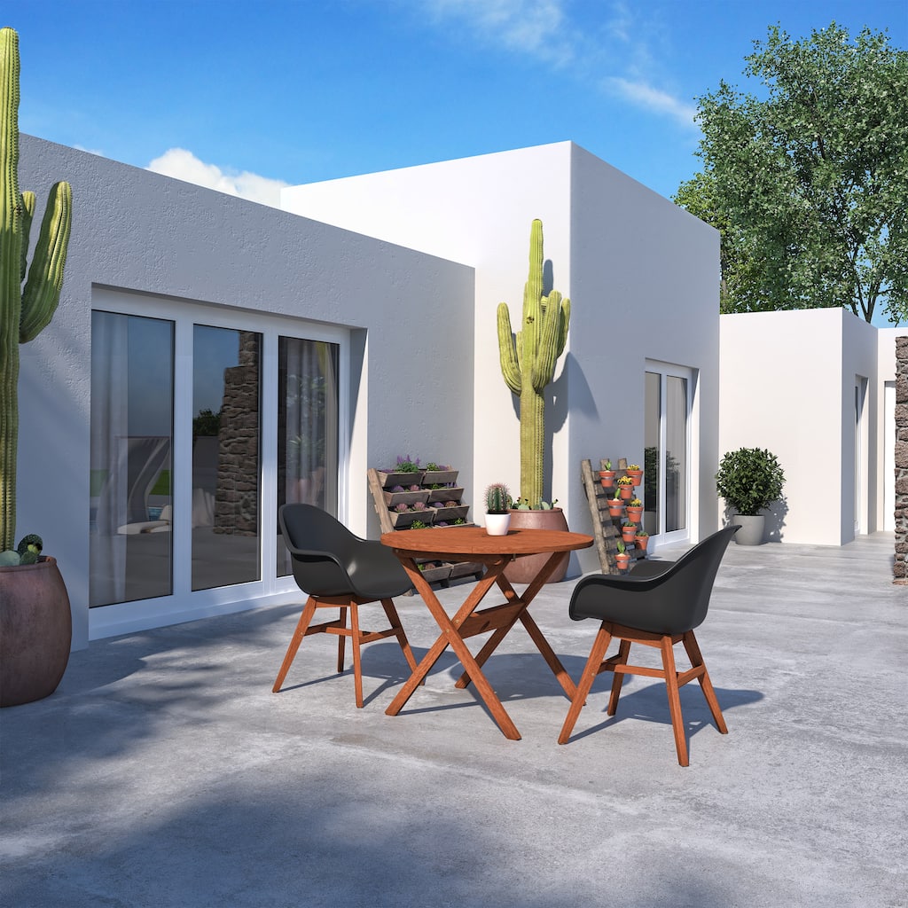 Amazonia Canby 3-Piece Eucalyptus Wood Patio Dining set