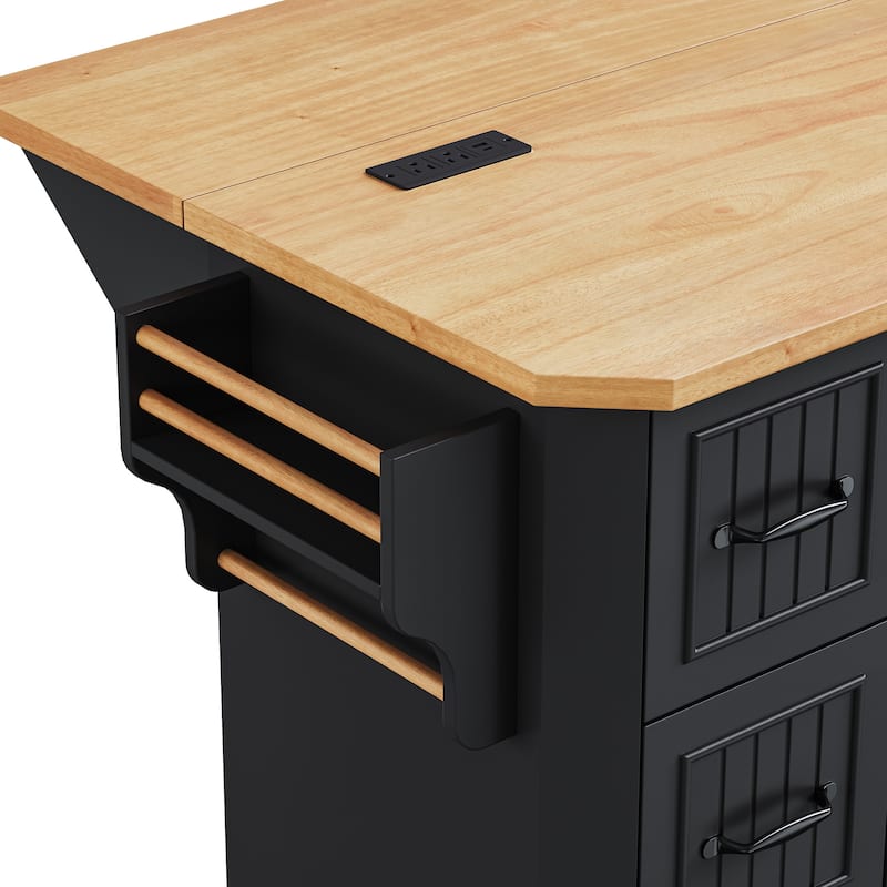 Kitchen Island with Drop Leaf and 6 Deep Drawers