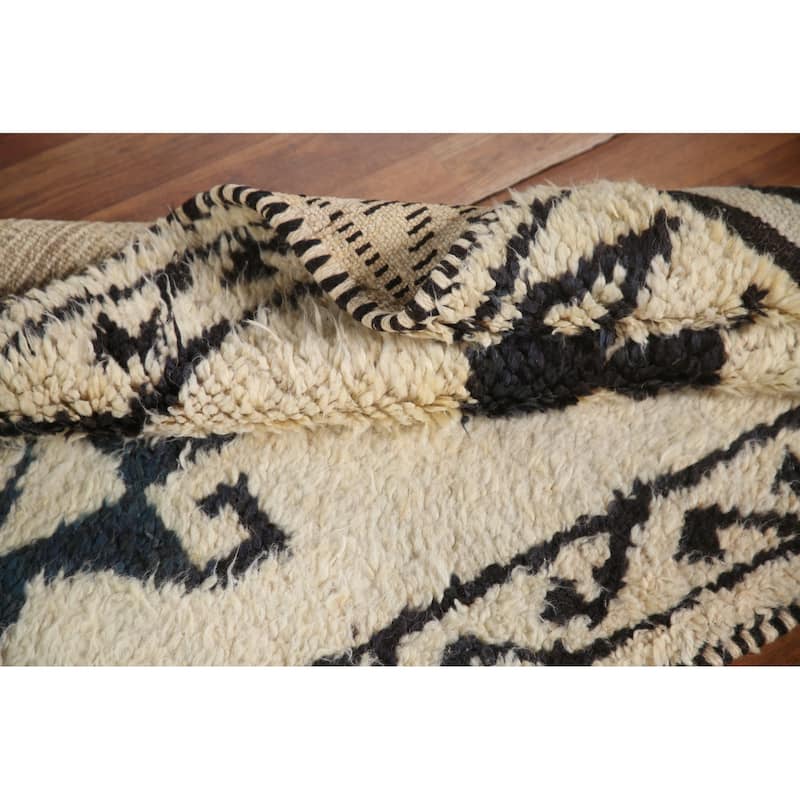 Anatolian Turkish Runner Rug Handmade Hallway Beige Wool Carpet - 3'0"x 11'5"